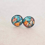 Natural Mohave Oyster Copper Turquoise Cabochon Earrings