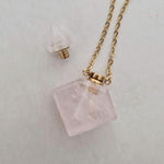 Rose Quartz Perfume Crystal Bottle Necklace