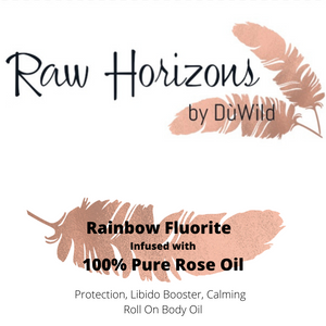 Rainbow Fluorite + 100% Rose Oil Roll On Body Oil